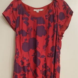Boden silk floral dress red and purple
